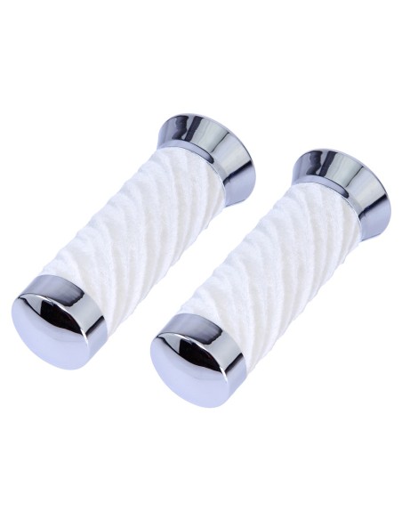 Custom Swirl Velour Grips 7/8 long 130mm White.